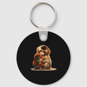 Baby aap die knuffel vasthoudt, schattige Japanse  Sleutelhanger