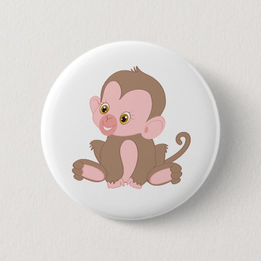 Baby aap glimlachen ronde button 5,7 cm (Voorkant)
