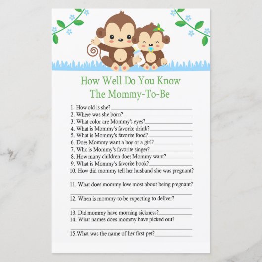 Baby aap Hoe goed ken je het baby shower spel? (Voorkant)