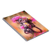 Baby aap met bloemen notitieboek (Rechterzijde)