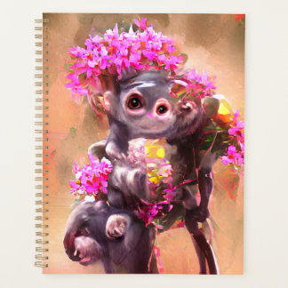 Baby aap met bloemen planner