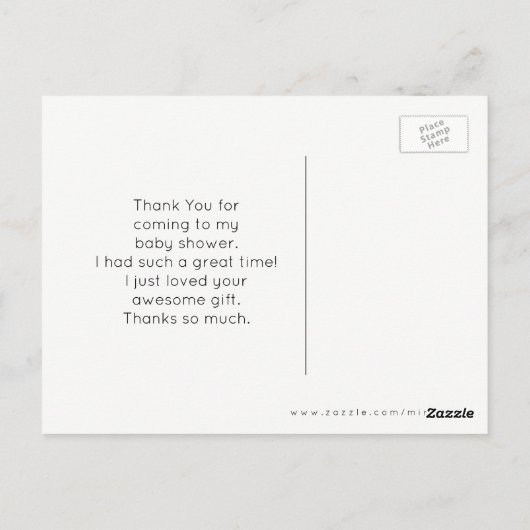 Baby aap met een Baby shower-Bedankt voor Pacifier Briefkaart (Achterkant)