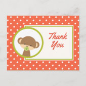 Baby aap met een Baby shower-Bedankt voor Pacifier Briefkaart (Voorkant)