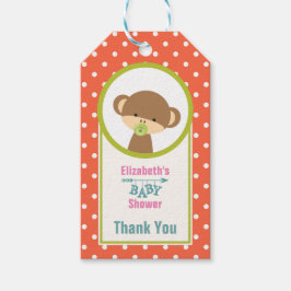 Baby aap met een Pacifier op Polka Dots Bedankt Cadeaulabel