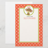 Baby aap met een Pacifier op Polka Dots Hallo Briefpapier (Voorkant / Achterkant)