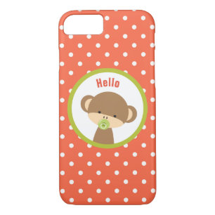 Baby aap met een Pacifier op Polka Dots Hallo Case-Mate iPhone Case