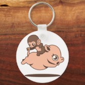 Baby aap (naar achteren op een varken) sleutelhanger (Voorkant)