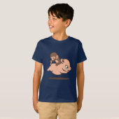 Baby aap (naar achteren op een varken) t-shirt (Voorkant volledig)