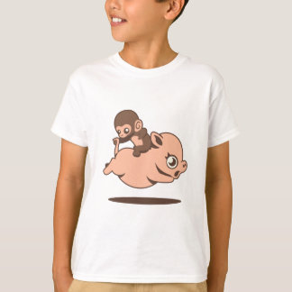 Baby aap (naar achteren op een varken) t-shirt