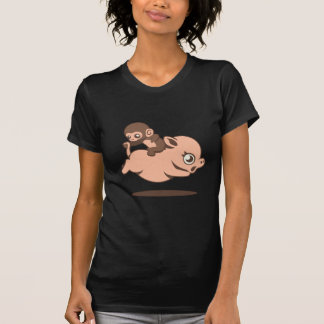 Baby aap (naar achteren op een varken) t-shirt