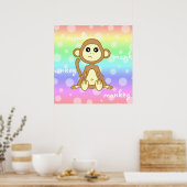 Baby-aap regenboogPoster Afdruknevelwand Poster (Keuken)