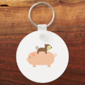 Baby aap Riding op een varken Sleutelhanger (Voorkant)