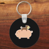 Baby aap Riding op een varken Sleutelhanger (Voorkant)