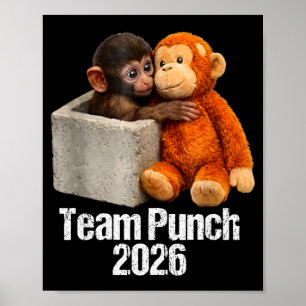 Baby aap schattige aap team punch 2026 dierentuin poster
