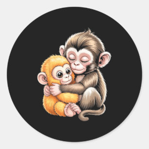 Baby aap stompt ronde sticker
