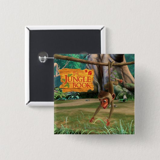 Baby aap vierkante button 5,1 cm (Voorkant /achterkant)