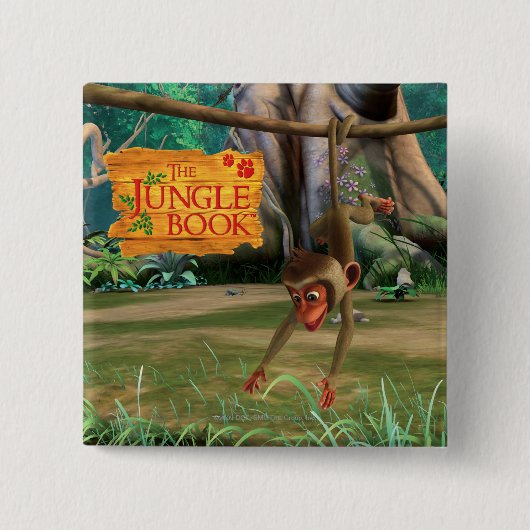 Baby aap vierkante button 5,1 cm (Voorkant)