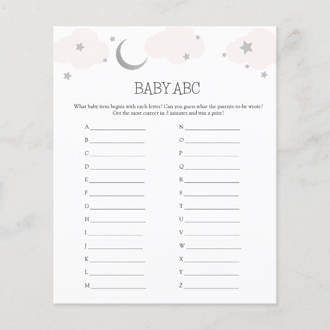 Baby ABC Baby shower Game (Voorkant)
