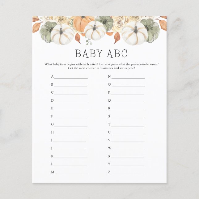 Baby ABC Baby shower Game (Voorkant)
