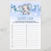 Baby ABC Baby shower Game BLUE ELEPHANT (Voorkant)