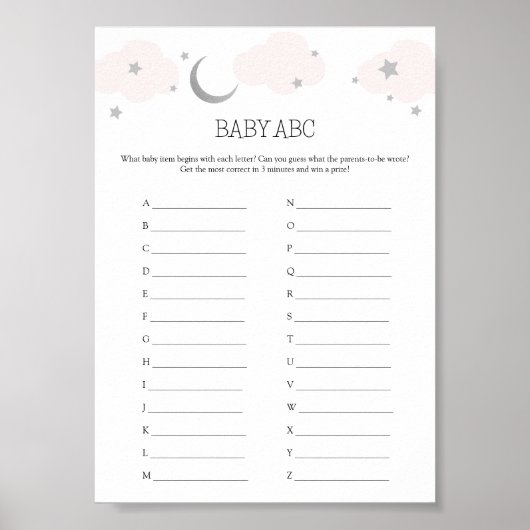 Baby ABC Baby shower Game Kaart Poster (Voorkant)