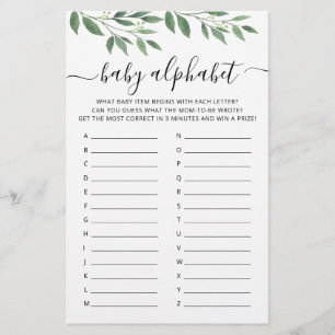 Baby ABC game Baby shower party Alphabet game