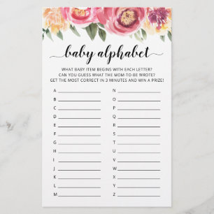 Baby ABC game Baby shower party Alphabet game
