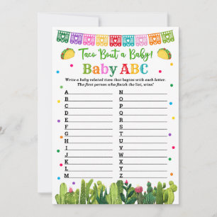 Baby ABC Game Taco Baby shower Advieskaart