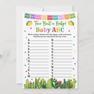 Baby ABC Game Taco Baby shower Advieskaart