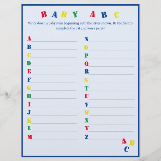 Baby ABC spel Flyer (Voorkant)