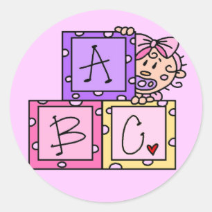 Baby ABC Tshirts en geschenken Ronde Sticker