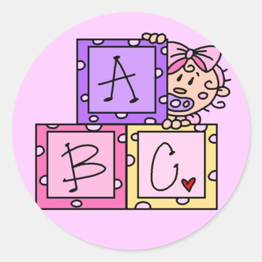 Baby ABC Tshirts en geschenken Ronde Sticker (Voorkant)