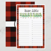 Baby ABCs Little Lumberjack Baby shower Game (Voorkant / Achterkant)