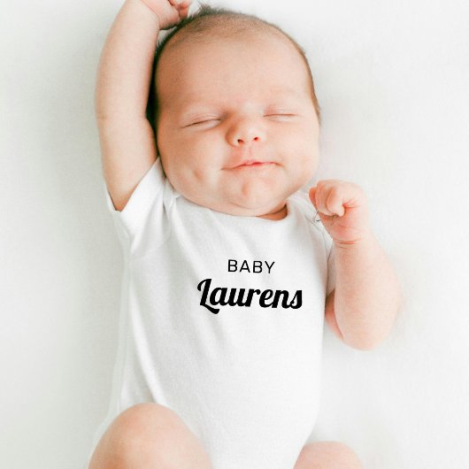 Baby Achternaam Schattige Moderne Stijlvolle Scrip Romper