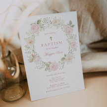 Baby Adembloemen en Rozen Doopuitnodiging