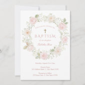 Baby Adembloemen en Rozen Doopuitnodiging Kaart (Voorkant)