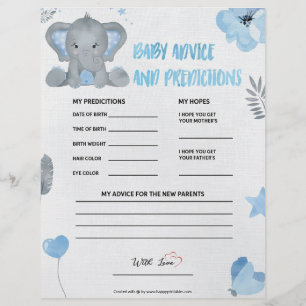Baby advies en voorspellingen [Baby olifant [blauw Briefhoofd