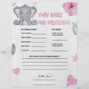 Baby advies en voorspellingen [Baby olifant [Roze] Briefhoofd