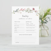 Baby Advies en Voorspellingen Baby shower Wildflow Kaart (Staand voorkant)