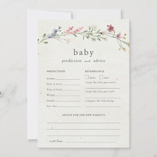 Baby Advies en Voorspellingen Baby shower Wildflow Kaart (Voorkant)
