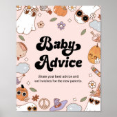 Baby Advies Groovy Halloween Ghost Baby shower Poster (Voorkant)