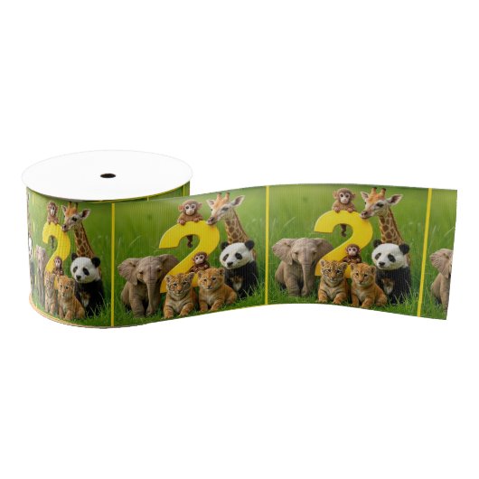 Baby African Animals With a Big Number Two Grosgrain Lint (Spoel)