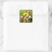 Baby African Animals With a Big Number Two Vierkante Sticker (Tas)