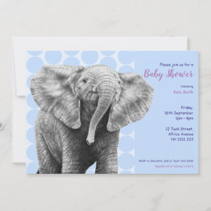Baby African Elephant Baby shower Invitation Kaart