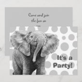 Baby African Elephant Spots Party Uitnodiging (Voorkant / Achterkant)