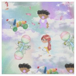 Baby afspeelplaten met regenbogen en wolken stof