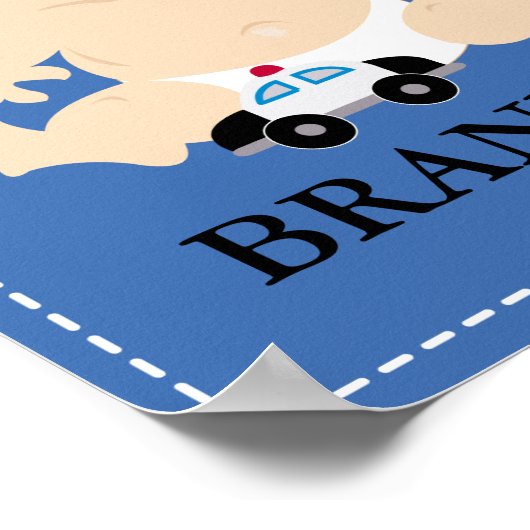 Baby AGENT POLITIE Nursery Kamer Kunstprint Cadeau Poster (Hoek)