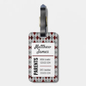 Baby Aggie Maroon Gray Argyle Pattern Bag Label Bagagelabel