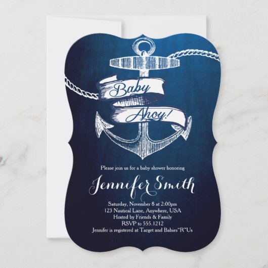 Baby Ahoy Baby shower Invitation Kaart (Voorkant)