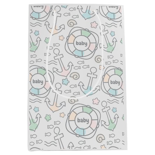 Baby Ahoy Nautische Baby Gift Bag Medium Cadeauzakje (Voorkant)